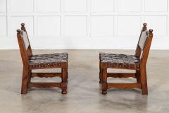 Pair Spanish Mid 20thC Brutalist Walnut Chairs - 4503198