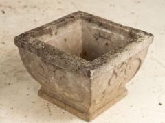 Pair Square Concrete Stone Planters with Shell Pattern France mid 20th C  - 3890334