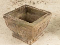 Pair Square Concrete Stone Planters with Shell Pattern France mid 20th C  - 3890335