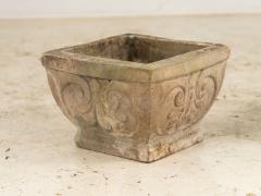 Pair Square Concrete Stone Planters with Shell Pattern France mid 20th C  - 3890336