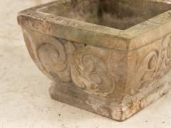 Pair Square Concrete Stone Planters with Shell Pattern France mid 20th C  - 3890337