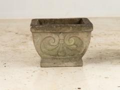 Pair Square Concrete Stone Planters with Shell Pattern France mid 20th C  - 3890338