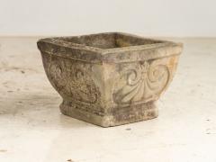 Pair Square Concrete Stone Planters with Shell Pattern France mid 20th C  - 3890341