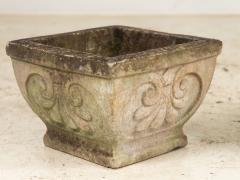 Pair Square Concrete Stone Planters with Shell Pattern France mid 20th C  - 3890345