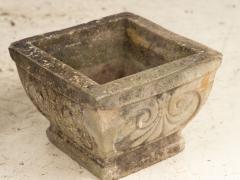 Pair Square Concrete Stone Planters with Shell Pattern France mid 20th C  - 3890406