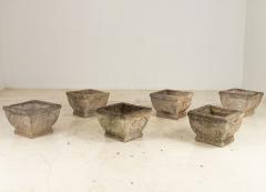 Pair Square Concrete Stone Planters with Shell Pattern France mid 20th C  - 3890409