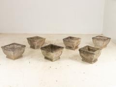 Pair Square Concrete Stone Planters with Shell Pattern France mid 20th C  - 3890410