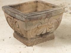 Pair Square Concrete Stone Planters with Shell Pattern France mid 20th C  - 3931472