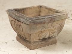 Pair Square Concrete Stone Planters with Shell Pattern France mid 20th C  - 3931473