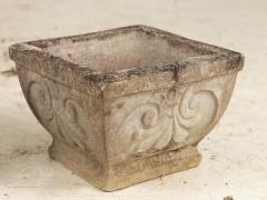 Pair Square Concrete Stone Planters with Shell Pattern France mid 20th C  - 3931474