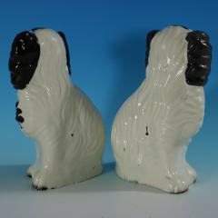 Pair Staffordshire Pottery Black White Spaniels - 2846439