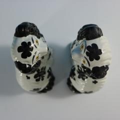 Pair Staffordshire Pottery Black White Spaniels - 2846446