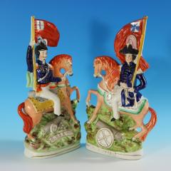 Pair Staffordshire Simpson Brown Generals on Horseback - 2735775