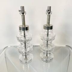 Pair Swedish Mid Century Modern Translucent Clear Glass Table or Desk Lamps - 3246841