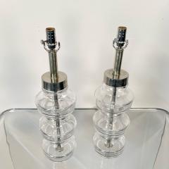 Pair Swedish Mid Century Modern Translucent Clear Glass Table or Desk Lamps - 3246846
