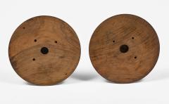 Pair Tall Bobbin Turned Walnut Candlesticks - 4548076