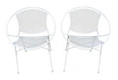 Pair Tempestini Salterini Radar White Enamel Iron Chairs 1950s Mid Century - 2618276