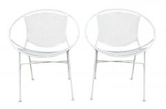 Pair Tempestini Salterini Radar White Enamel Iron Chairs 1950s Mid Century - 2618279