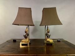 Pair Thai Thepphanom Angel Table Lamps Brass Base - 1806001
