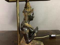 Pair Thai Thepphanom Angel Table Lamps Brass Base - 1806016