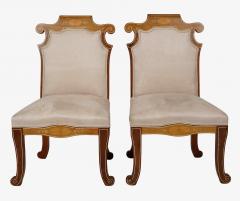 Pair Unusual Inlaid Edwardian Neoclassical Style Slipper Chairs - 4812806