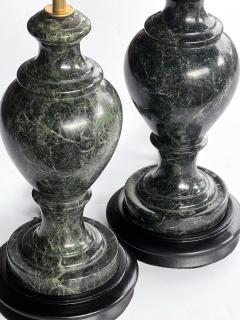 Pair Vintage Italian Baluster form Verde Antico Marble Lamps - 4555876
