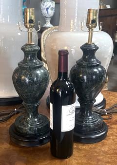 Pair Vintage Italian Baluster form Verde Antico Marble Lamps - 4555879