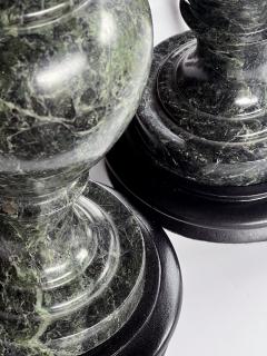Pair Vintage Italian Baluster form Verde Antico Marble Lamps - 4555880