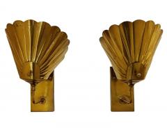 Pair Vintage MidCentury Italian Modern Wall Sconces Lights in Patinated Brass - 2994017