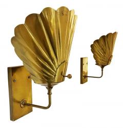 Pair Vintage MidCentury Italian Modern Wall Sconces Lights in Patinated Brass - 2994025