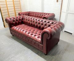 Pair Vintage Tufted Leather Chesterfield Sofas - 2127942