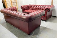 Pair Vintage Tufted Leather Chesterfield Sofas - 2127945