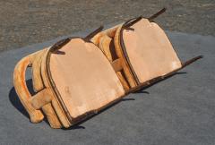 Pair Vintage Wood Salmon Upholstery Ornate Barrel Form Lounge Chairs - 4085104