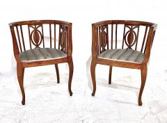 Pair Walnut Biedermeier Barrel Back Chairs - 2517870