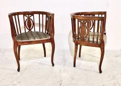 Pair Walnut Biedermeier Barrel Back Chairs - 2517871