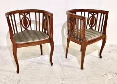 Pair Walnut Biedermeier Barrel Back Chairs - 2517872