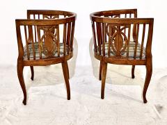 Pair Walnut Biedermeier Barrel Back Chairs - 2517873