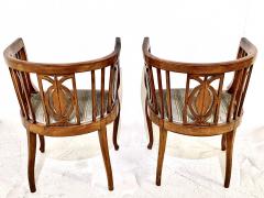 Pair Walnut Biedermeier Barrel Back Chairs - 2517874