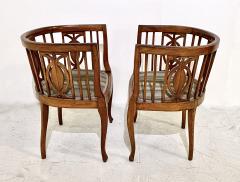 Pair Walnut Biedermeier Barrel Back Chairs - 2517875