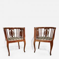 Pair Walnut Biedermeier Barrel Back Chairs - 2519658