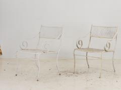 Pair White Painted Metal Garden Chairs American mid 20th Century - 3529173