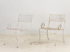 Pair White Painted Metal Garden Chairs American mid 20th Century - 3529174