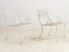 Pair White Painted Metal Garden Chairs American mid 20th Century - 3529176