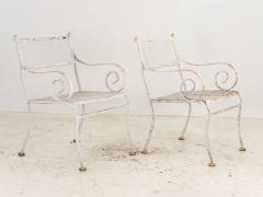 Pair White Painted Metal Garden Chairs American mid 20th Century - 3529303