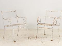Pair White Painted Metal Garden Chairs American mid 20th Century - 3529304