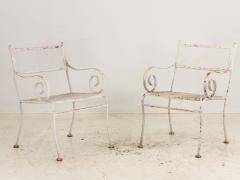 Pair White Painted Metal Garden Chairs American mid 20th Century - 3529305