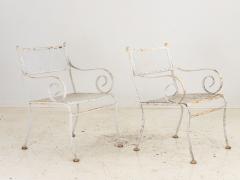 Pair White Painted Metal Garden Chairs American mid 20th Century - 3529308