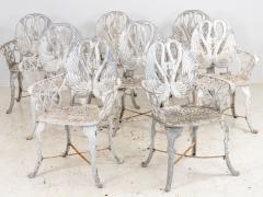 Pair White Painted Swan Back Aluminum Garden Armchairs Sweden 1960s - 3857297