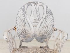 Pair White Painted Swan Back Aluminum Garden Armchairs Sweden 1960s - 3857323