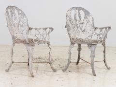 Pair White Painted Swan Back Aluminum Garden Armchairs Sweden 1960s - 3857326